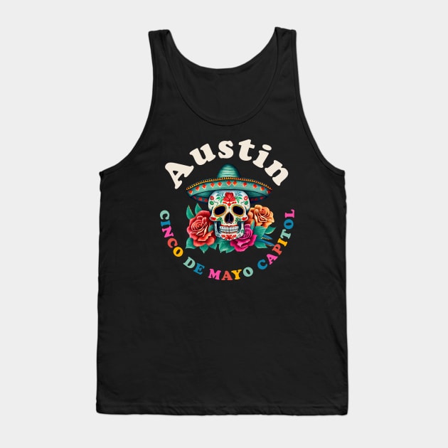 Austin Cinco de Mayo 2023 Sugar Skull Texas Tank Top by PodDesignShop